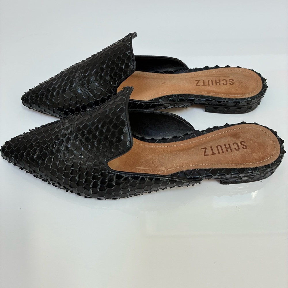 SCHUTZ Snakeskin Mules